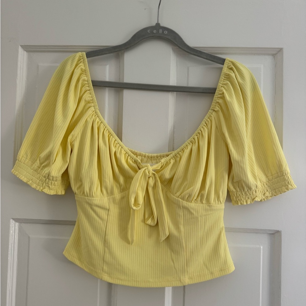 Lovers + Friends Yellow Blouse with Tie Front